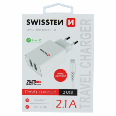 Swissten Síťový Adaptér Smart Ic 2X Usb 2,1A Power + Dato...