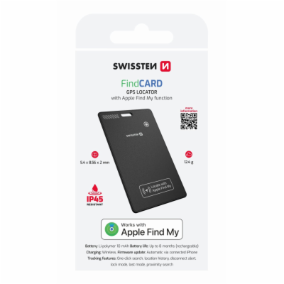 Swissten  Find Card Chytrý Lokátor s Funkcí Apple Find My...