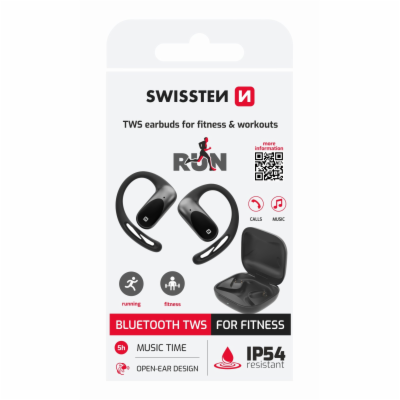 Swissten Bluetooth Sluchátka  Na Běhání Open Ear Černá