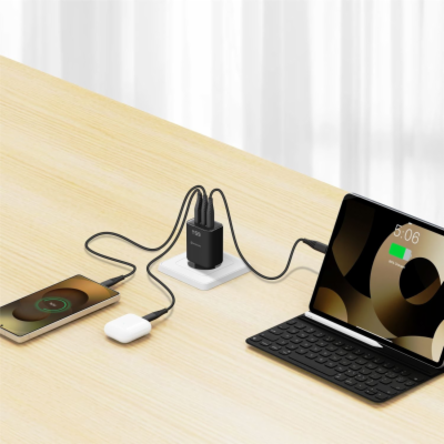 Swissten Síťový Adaptér Edge GaN 2x USB-C PD 65W + 1x USB...