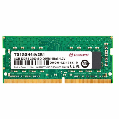 Transcend paměť 8GB SODIMM DDR4 3200 1Rx8 (1Gx8)x8 CL22 1.2V