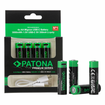 PATONA nabíjecí baterie AA/LR6 Li-Pol 2000mAh 1,5V s USB-...