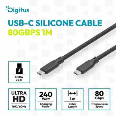 Digitus silikonový kabel USB4 verze 2.0, USB 80 Gbps, 1 m...
