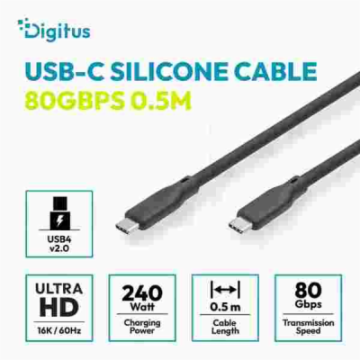 Digitus silikonový kabel USB4 verze 2.0, USB 80 Gbps, 0,5...