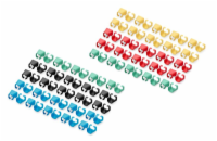 DIGITUS Color spony pro Patch kabel, balíček 100ks, smíšené (20 ks v každé barvě: červené, zelené, modré, žluté, černé)