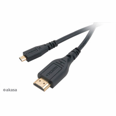 AKASA kabel micro HDMI - HDMI 1.5m zlacený, 1080p 
