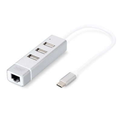 DIGITUS USB 2.0 3-port hub + Fast Ethernet LAN-Adapter wi...