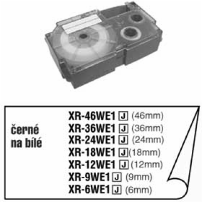 Páska do štítkovače Casio XR-9WE1, bílá/černá, 9 mm