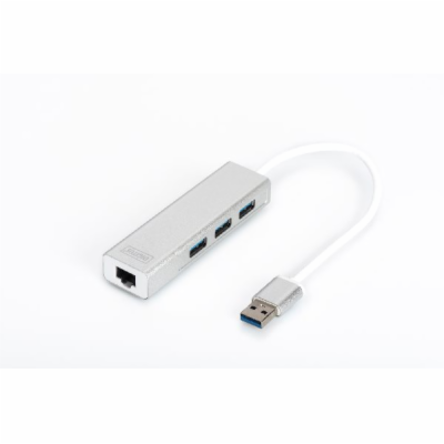 DIGITUS USB 3.0 HUB, 3 porty a Gigabit LAN adaptér 3xUSB ...