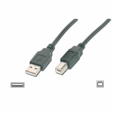Digitus USB kabel A/samec na B/samec, 2x stíněný, černý, ...