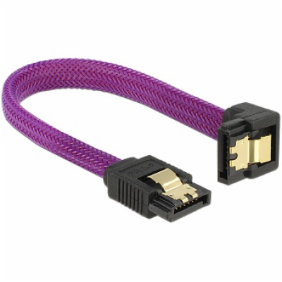 Delock SATA kabel 6 Gb/s, 10 cm otočený dole/rovný, kovov...
