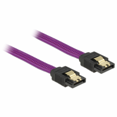Delock SATA kabel 6 Gb/s 30 cm přímý/přímý, kovové svorky...