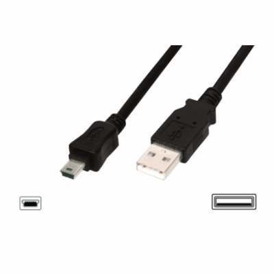Digitus USB kabel USB A samec na B-mini 5pin samec, 2x st...