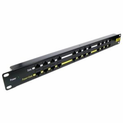 POE Patch panel/ UTP cat.5e 12p/ 1U/ Black (provedení 19"...