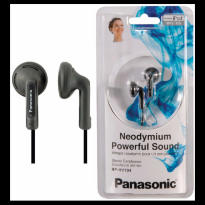 Panasonic RP-HV104E-K, drátové sluchátka, do uší, 3,5mm j...