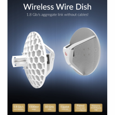 MikroTik Wireless Wire Dish (LHGG-60ad), 1Gbps full-duple...