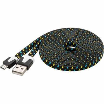 PremiumCord Kabel micro USB 2.0, A-B 2m, plochý textilní ...