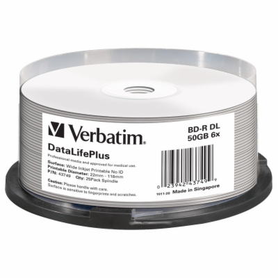 Verbatim BD-R 50GB 6x, printable, cakebox, 25ks (43749) V...