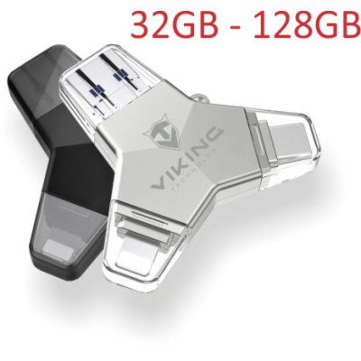 Viking USB Flash disk 3.0 4v1 s koncovkou Lightning/Micro...
