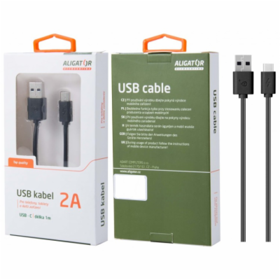 Datový kabel , USB-C, 2A, 1m, prodloužený konektor 9mm, č...