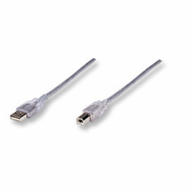 MANHATTAN Kabel USB 2.0 A-B propojovací 3m (stříbrný)