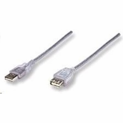 MANHATTAN Kabel USB 2.0 A-A prodlužovací 1,8m (stříbrný)