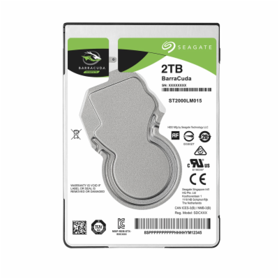 SEAGATE HDD 2TB BARRACUDA, 2.5", SATAIII, 5400 RPM, Cache...