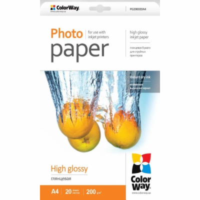 COLORWAY fotopapír/ high glossy 200g/m2, A4 / 20 kusů