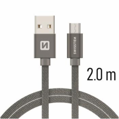 Swissten Datový Kabel Textile Usb / Micro Usb 2,0 M Šedý