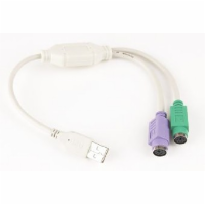 Gembird adaptér USB 2.0 (M) na PS/2, kabel, 0.3 m, bílý