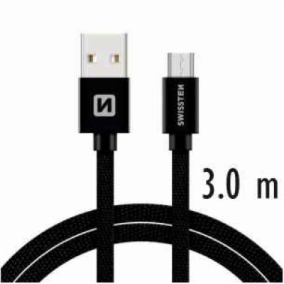 Swissten Datový Kabel Textile Usb / Micro Usb 3,0 M Černý