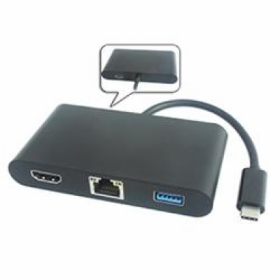 PremiumCord Převodník USB-C na HDMI + Audio + USB3.0 + RJ...