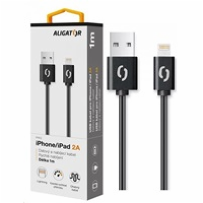 Datový kabel ALIGATOR 2A iPhone lightning 1m, černý