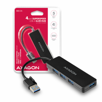 AXAGON HUE-G1A, 4x USB 3.2 Gen 1 SLIM hub, kabel Type-A 1...