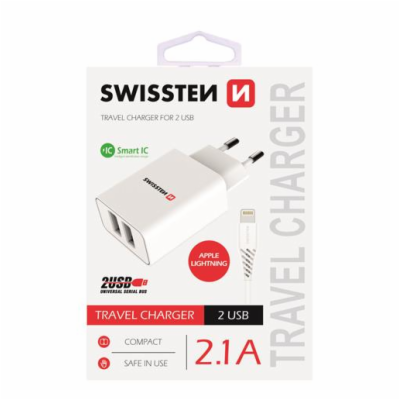 Swissten Síťový Adaptér Smart Ic 2X Usb 2,1A Power + Dato...