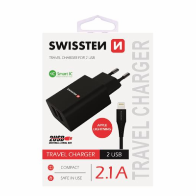 Swissten Síťový Adaptér Smart Ic 2X Usb 2,1A Power + Dato...