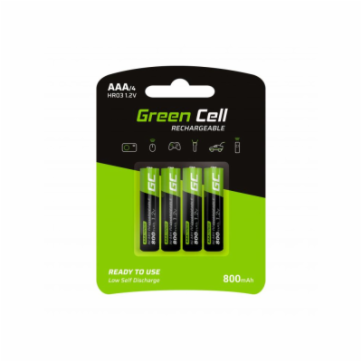 Green Cell Rechargeable Batteries 4x AAA HR03 800mAh