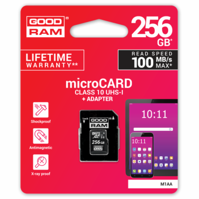 SDXC 256GB MICRO CARD class 10 UHS I + adaptér GOODRAM