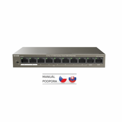 Tenda TEF1110P-8-63W PoE AT switch - 8x PoE 100 Mb/s + 2x...