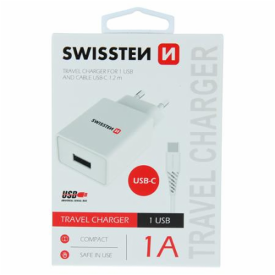 Swissten Síťový Adaptér Smart Ic 1X Usb 1A Power + Datový...