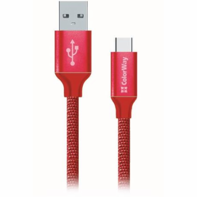 Colorway Datový Kabel Usb /USB-C/ 1m/ 2.1A/ Červený