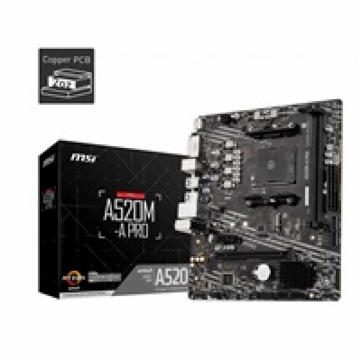 MSI A520M-A PRO AM4 DDR4 1xM.2 4xSATA HDMI DVI-D M-ATX MB