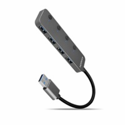 AXAGON HUE-MSA, 4x USB 3.2 Gen 1 SWITCH hub, kovový, micr...