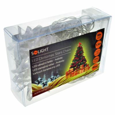 Solight LED vánoční řetěz, hvězdy, 1,5m, 10x LED, 2x AA, ...