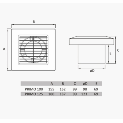 Primo BASE 100/AT ventilátor D100AŽ/WC PRIMO BASE 100AT