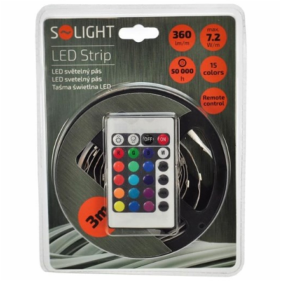 Solight LED světelný pás, RGB, 3m, sada s 12V adaptérem a...