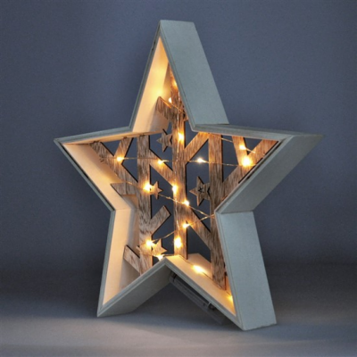 Solight LED vánoční hvězda, přírodní dřevo 2 x AA , teplá...
