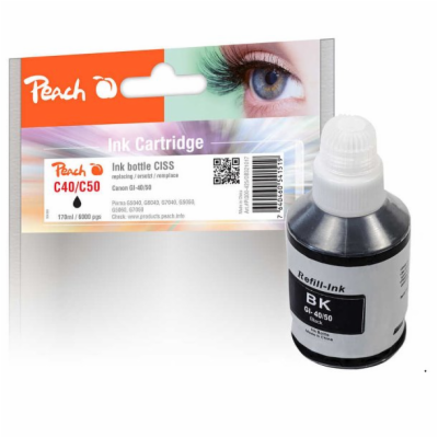 PEACH kompatibilní cartridge Canon GI-40/50, black, 170ml