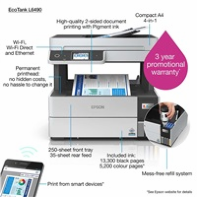 EPSON tiskárna ink EcoTank L6490, 4v1, A4, 1200x4800dpi, ...
