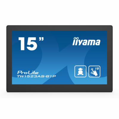 15" iiyama TW1523AS-B1P: IPS, FullHD, capacitive, 10P, 45...